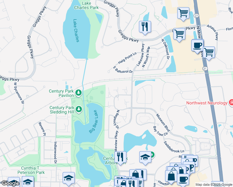 map of restaurants, bars, coffee shops, grocery stores, and more near 1415 Clairmont Court in Vernon Hills