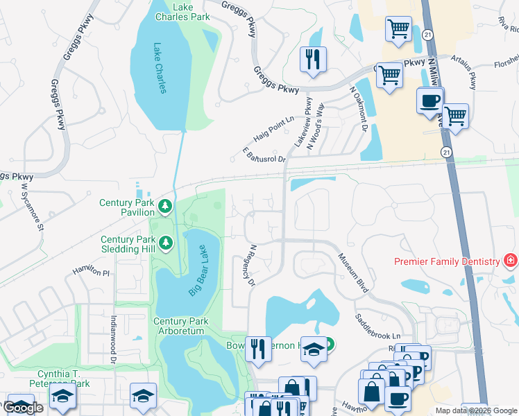 map of restaurants, bars, coffee shops, grocery stores, and more near 1406 Sutton Court in Vernon Hills