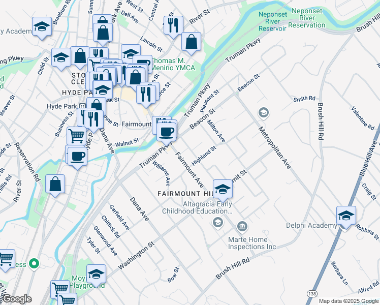 map of restaurants, bars, coffee shops, grocery stores, and more near 51 Warren Avenue in Boston