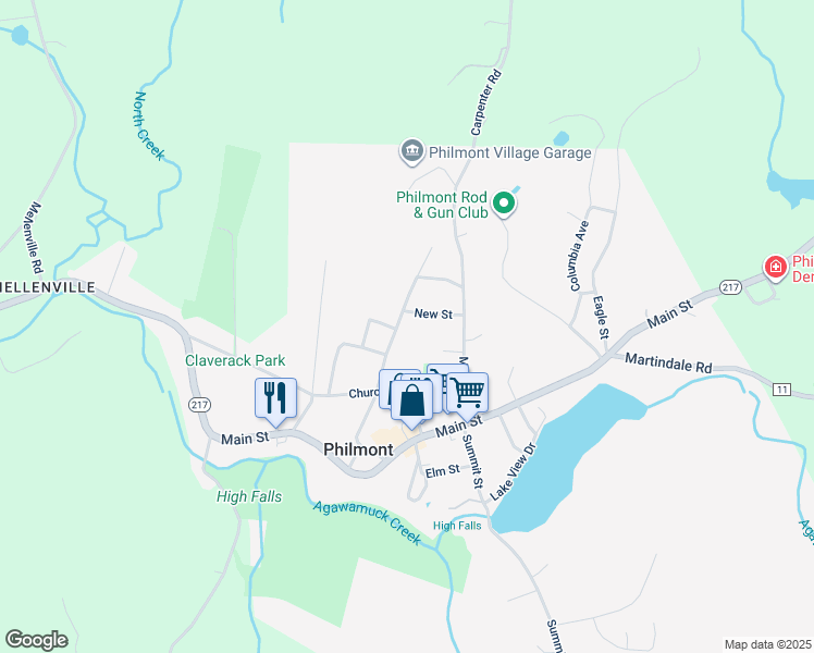 map of restaurants, bars, coffee shops, grocery stores, and more near 59 Prospect Street in Hudson