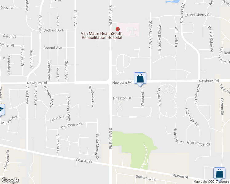 map of restaurants, bars, coffee shops, grocery stores, and more near 1510 South Mulford Road in Rockford