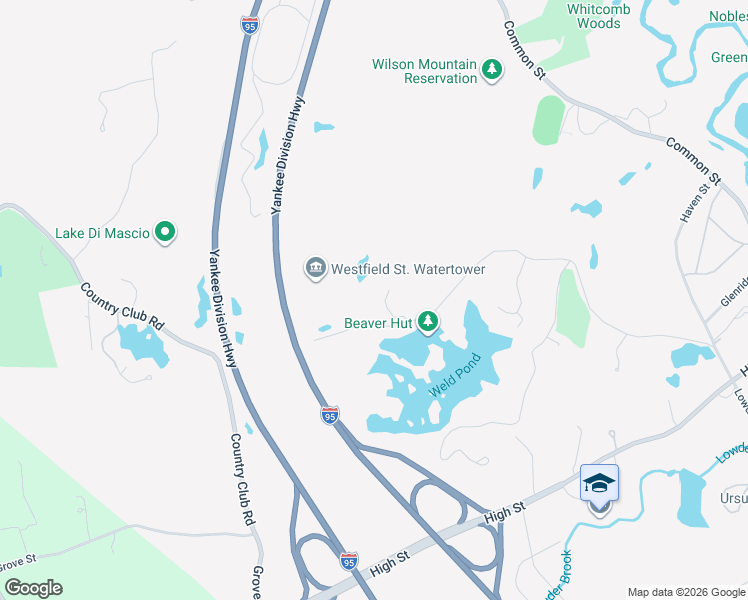 map of restaurants, bars, coffee shops, grocery stores, and more near 427 Westfield Street in Dedham