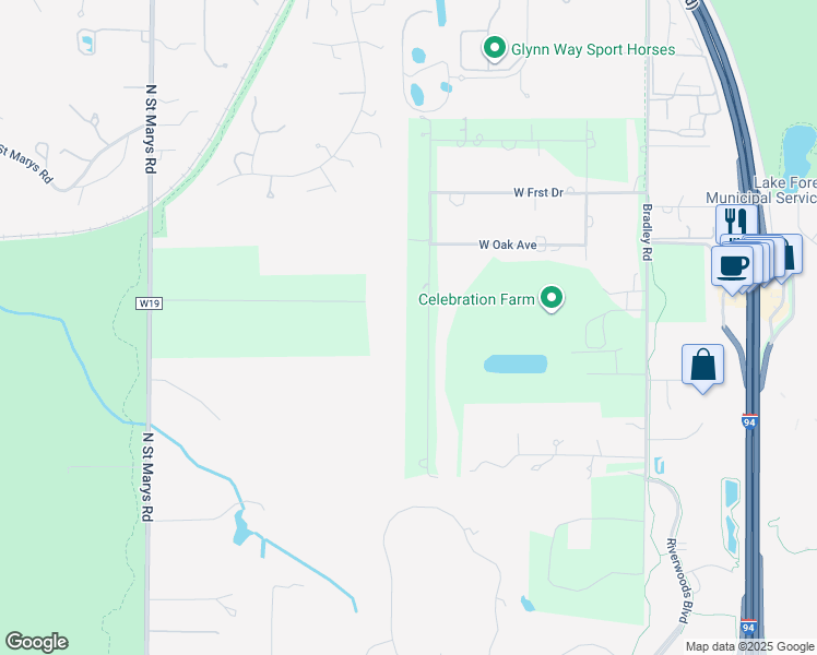 map of restaurants, bars, coffee shops, grocery stores, and more near 26830 North Longwood Road in Lake Forest