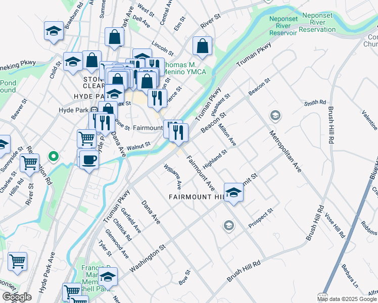map of restaurants, bars, coffee shops, grocery stores, and more near in Boston