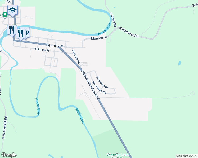 map of restaurants, bars, coffee shops, grocery stores, and more near 33 Wapello Avenue in Hanover