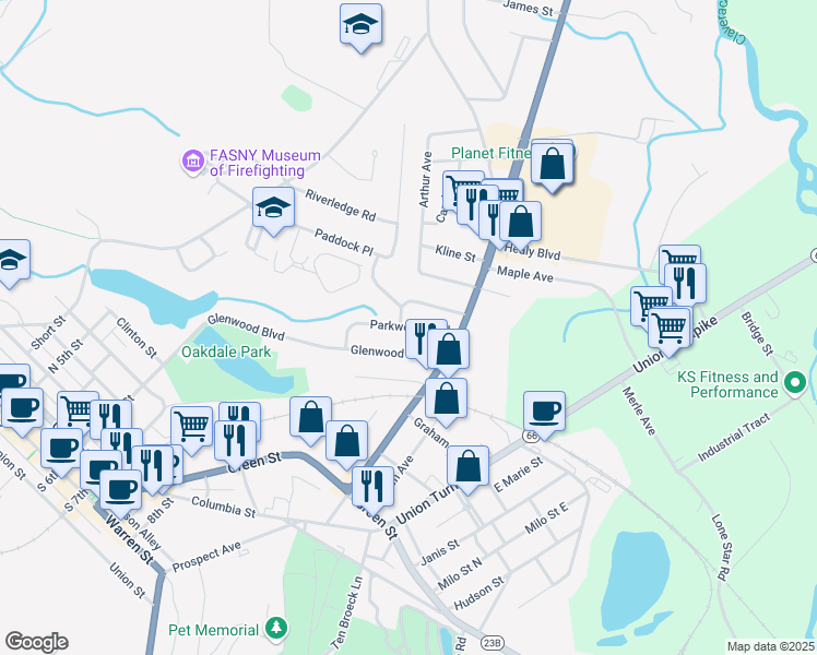 map of restaurants, bars, coffee shops, grocery stores, and more near 24 Parkwood Boulevard in Hudson