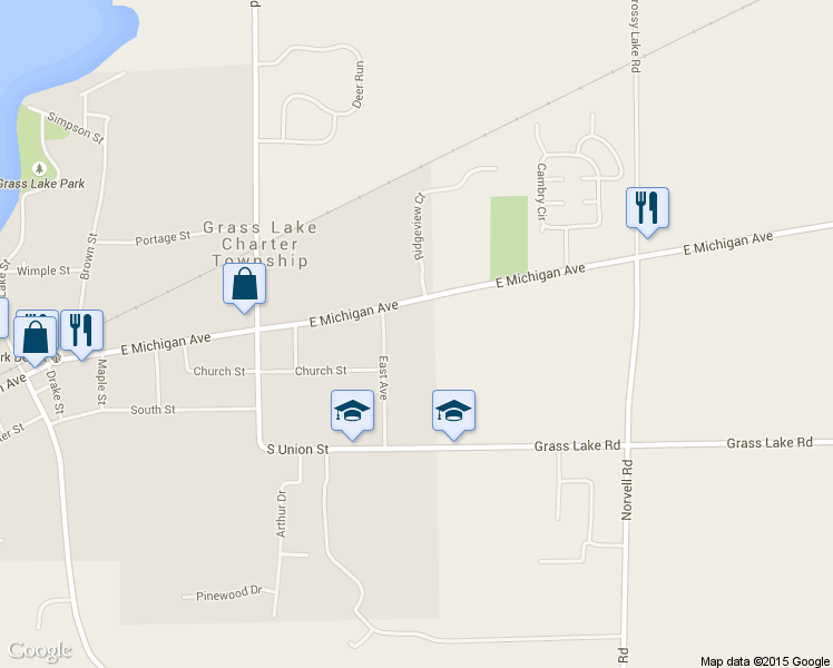 map of restaurants, bars, coffee shops, grocery stores, and more near 925 East Michigan Avenue in Grass Lake charter Township
