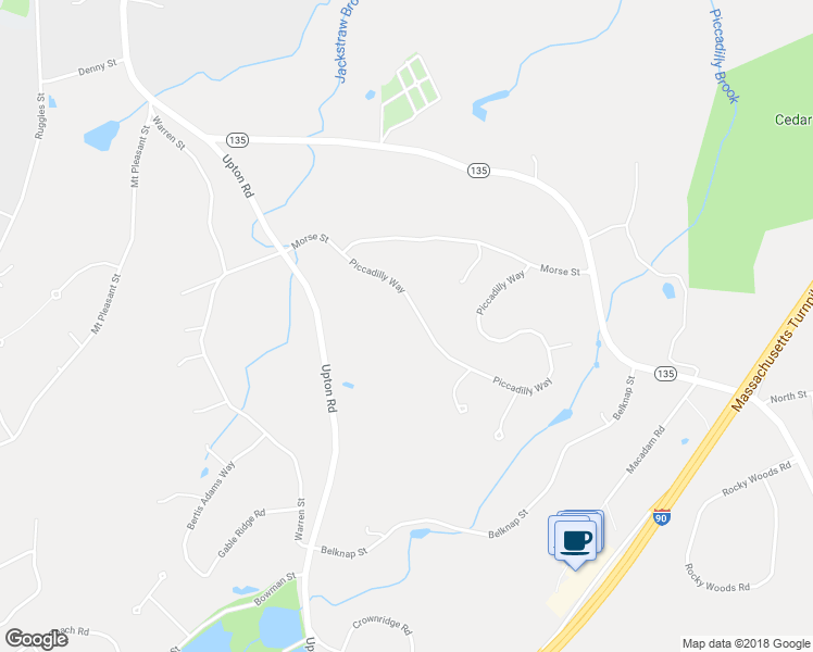 map of restaurants, bars, coffee shops, grocery stores, and more near 23 Piccadilly Way in Westborough