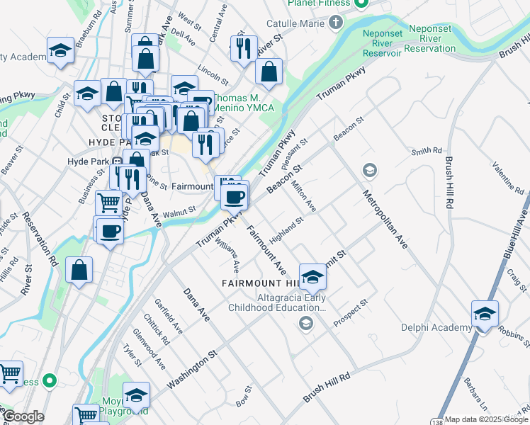 map of restaurants, bars, coffee shops, grocery stores, and more near 51 Warren Avenue in Boston