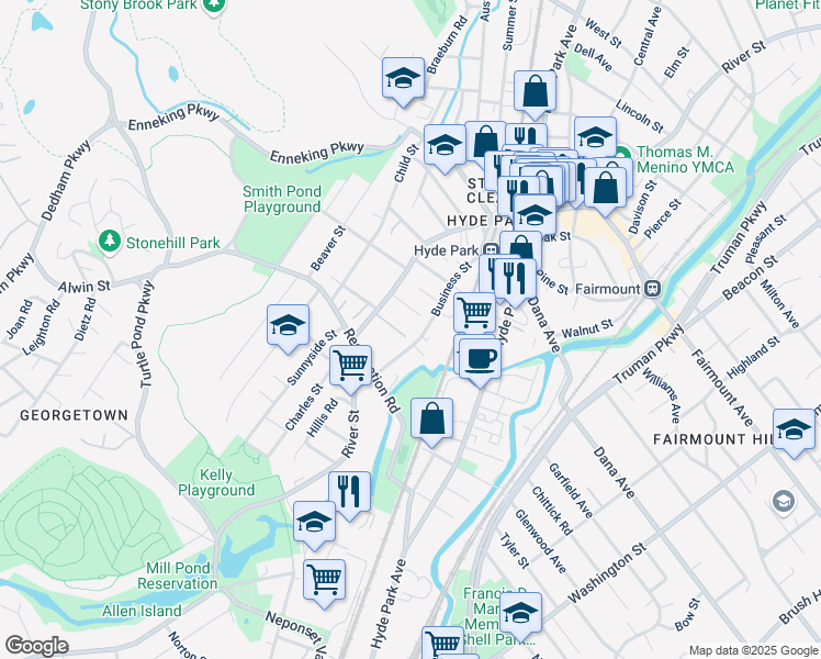 map of restaurants, bars, coffee shops, grocery stores, and more near 98 Business Street in Boston