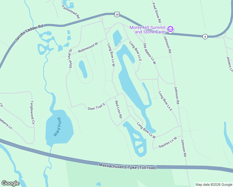 map of restaurants, bars, coffee shops, grocery stores, and more near 26 Deer Trail in Becket