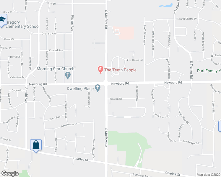map of restaurants, bars, coffee shops, grocery stores, and more near 1504 South Mulford Road in Rockford