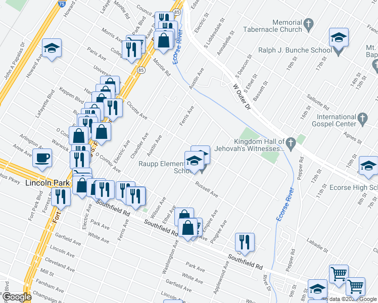 map of restaurants, bars, coffee shops, grocery stores, and more near 1368 Wilson Avenue in Lincoln Park