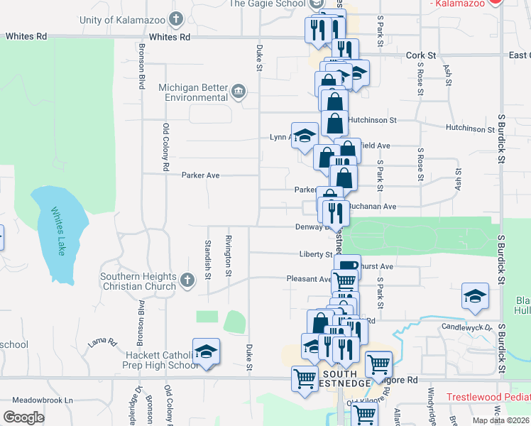map of restaurants, bars, coffee shops, grocery stores, and more near in Kalamazoo