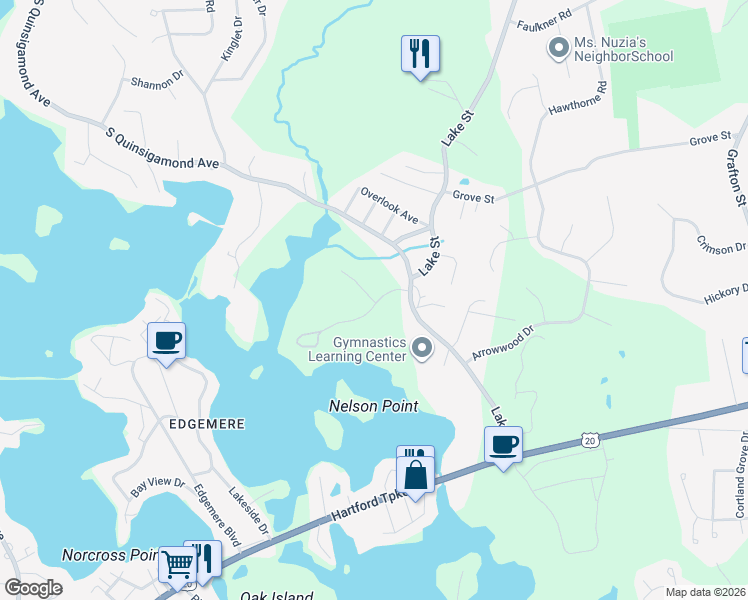 map of restaurants, bars, coffee shops, grocery stores, and more near 9 Point Road in Shrewsbury