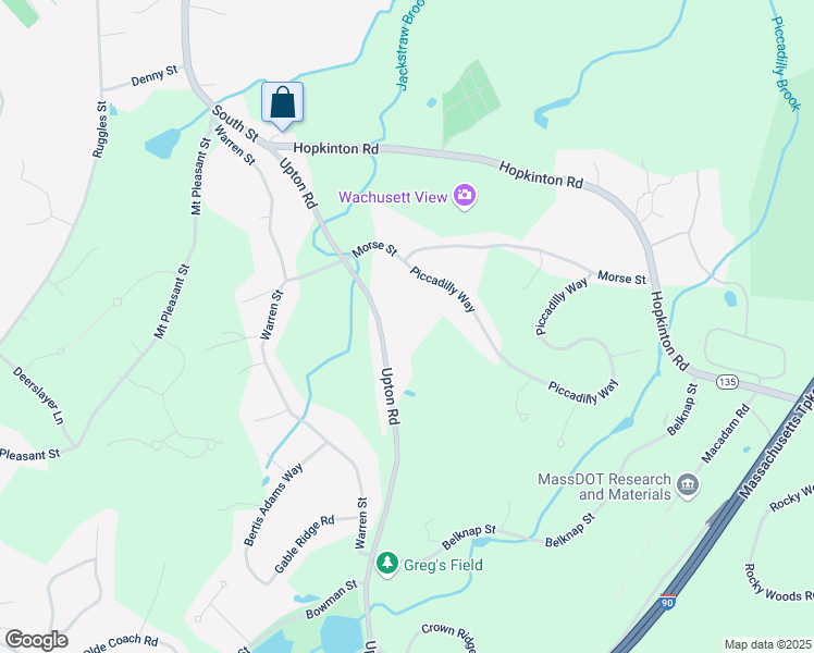 map of restaurants, bars, coffee shops, grocery stores, and more near 34 Upton Road in Westborough