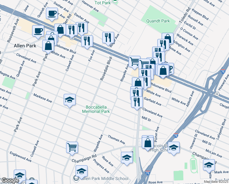 map of restaurants, bars, coffee shops, grocery stores, and more near 2220 Mill Street in Lincoln Park