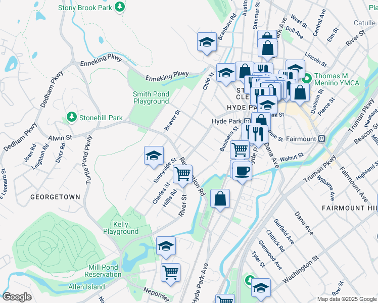map of restaurants, bars, coffee shops, grocery stores, and more near in Boston
