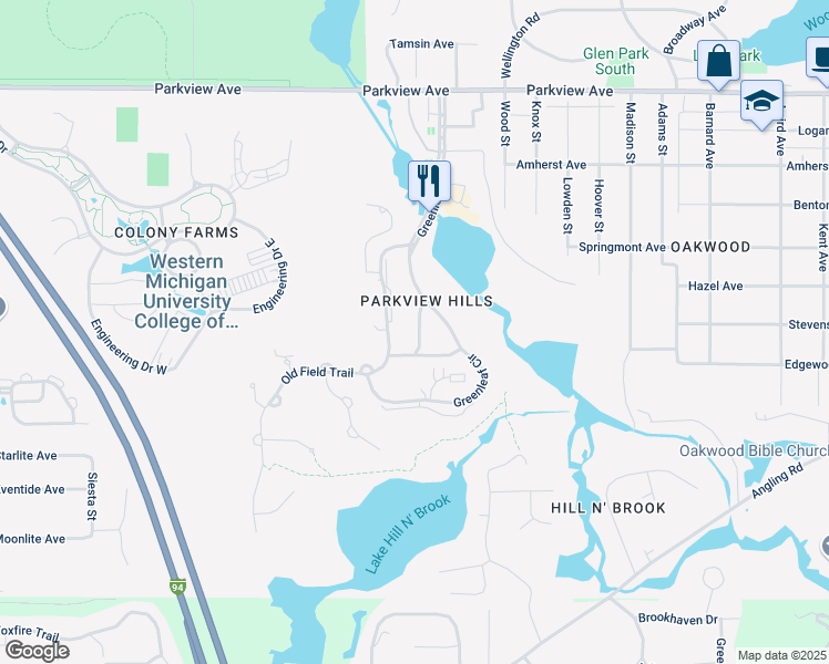 map of restaurants, bars, coffee shops, grocery stores, and more near in Kalamazoo