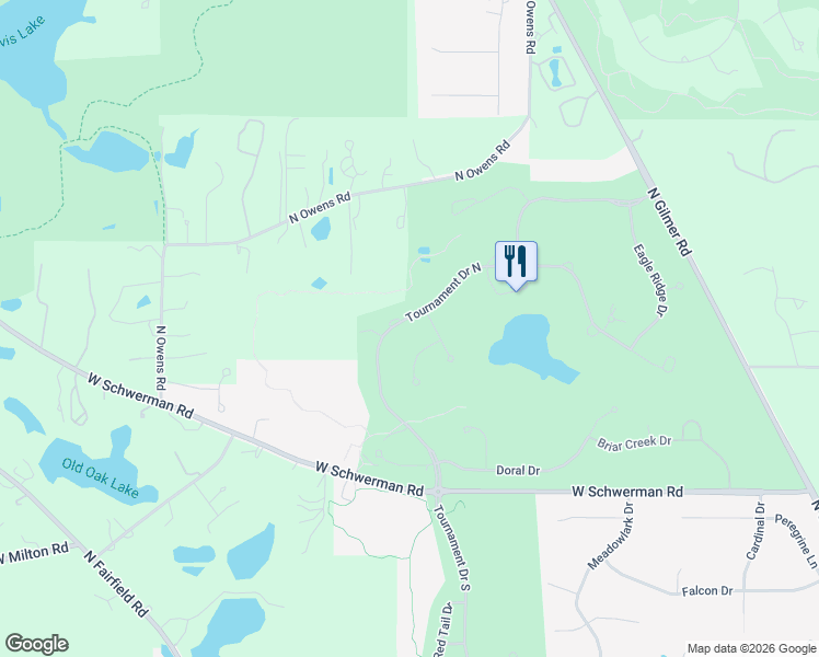 map of restaurants, bars, coffee shops, grocery stores, and more near 24 Tournament Drive South in Hawthorn Woods