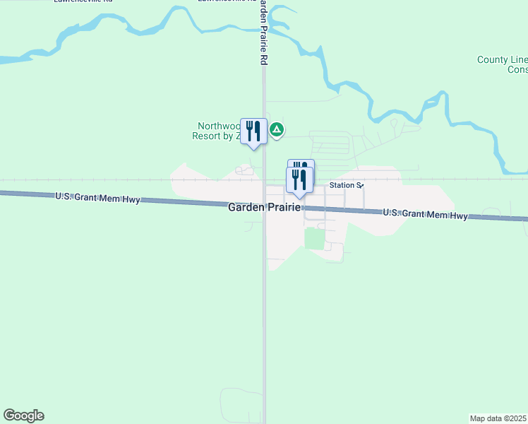 map of restaurants, bars, coffee shops, grocery stores, and more near Garden Prairie Road in Garden Prairie