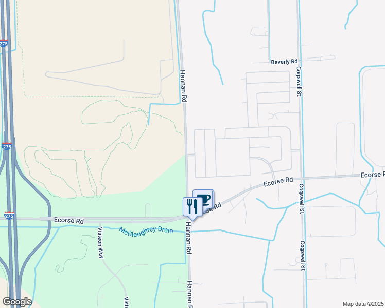 map of restaurants, bars, coffee shops, grocery stores, and more near 6978 Carson Drive in Romulus