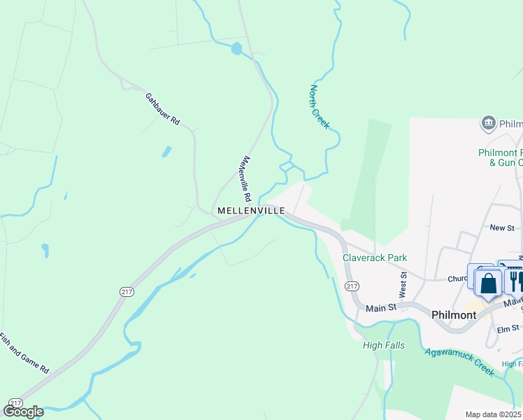 map of restaurants, bars, coffee shops, grocery stores, and more near 684 New York 217 in Hudson