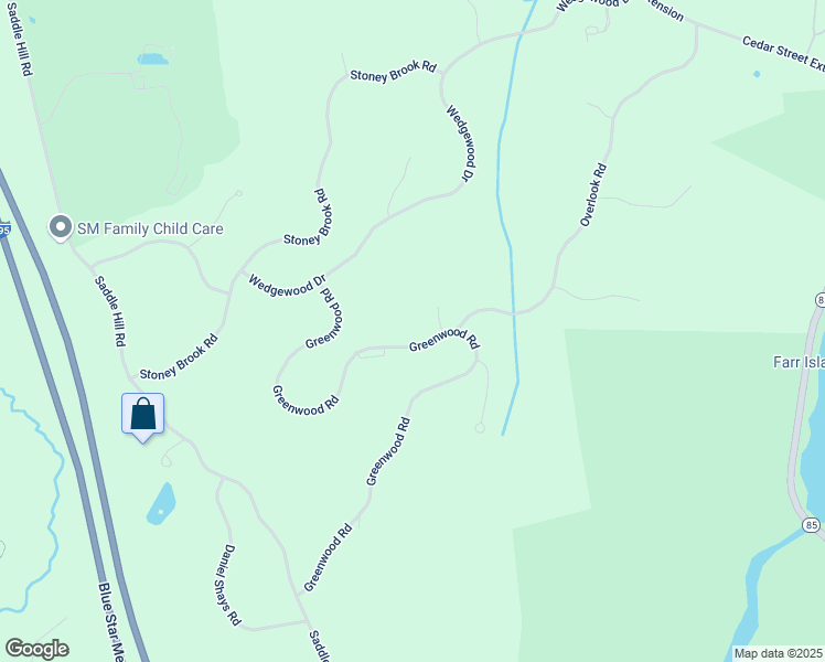 map of restaurants, bars, coffee shops, grocery stores, and more near 42 Greenwood Road in Hopkinton