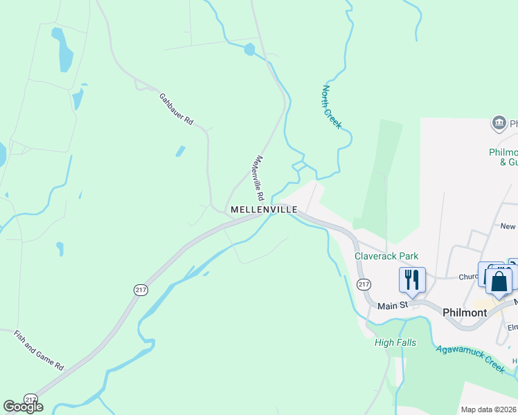 map of restaurants, bars, coffee shops, grocery stores, and more near in Mellenville