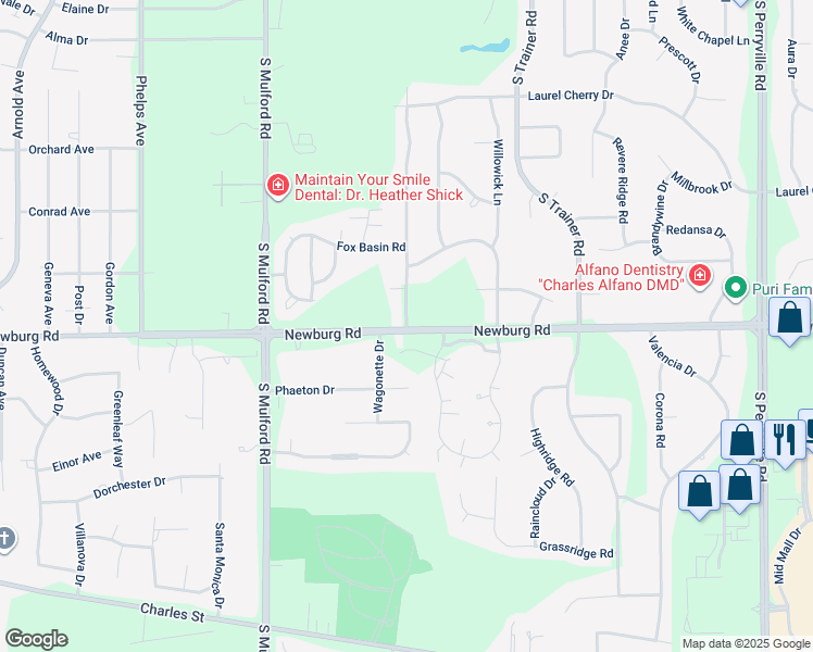 map of restaurants, bars, coffee shops, grocery stores, and more near 1491 Stony Creek Way in Rockford
