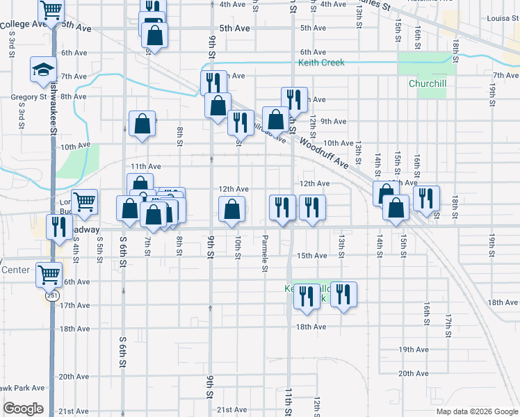 map of restaurants, bars, coffee shops, grocery stores, and more near 1325 Parmele Street in Rockford