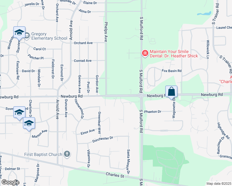 map of restaurants, bars, coffee shops, grocery stores, and more near 6300 Newburg Road in Rockford