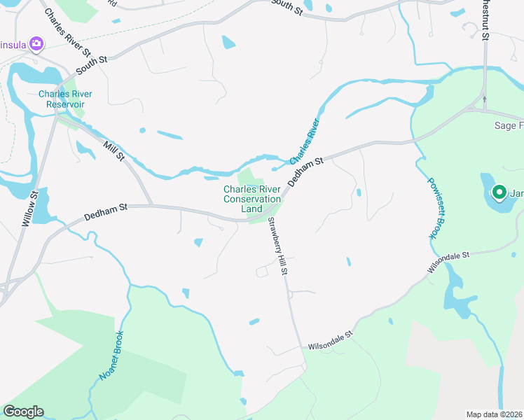 map of restaurants, bars, coffee shops, grocery stores, and more near 236 Dedham Street in Dover