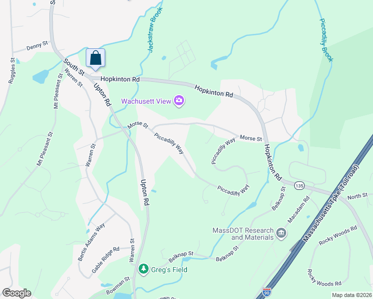 map of restaurants, bars, coffee shops, grocery stores, and more near 16 Piccadilly Way in Westborough