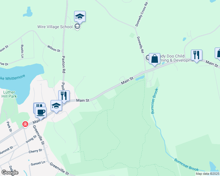 map of restaurants, bars, coffee shops, grocery stores, and more near 367 Main Street in Spencer