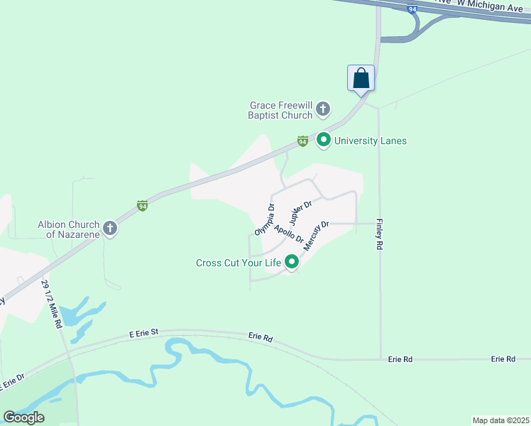 map of restaurants, bars, coffee shops, grocery stores, and more near 825 Athena Drive in Albion