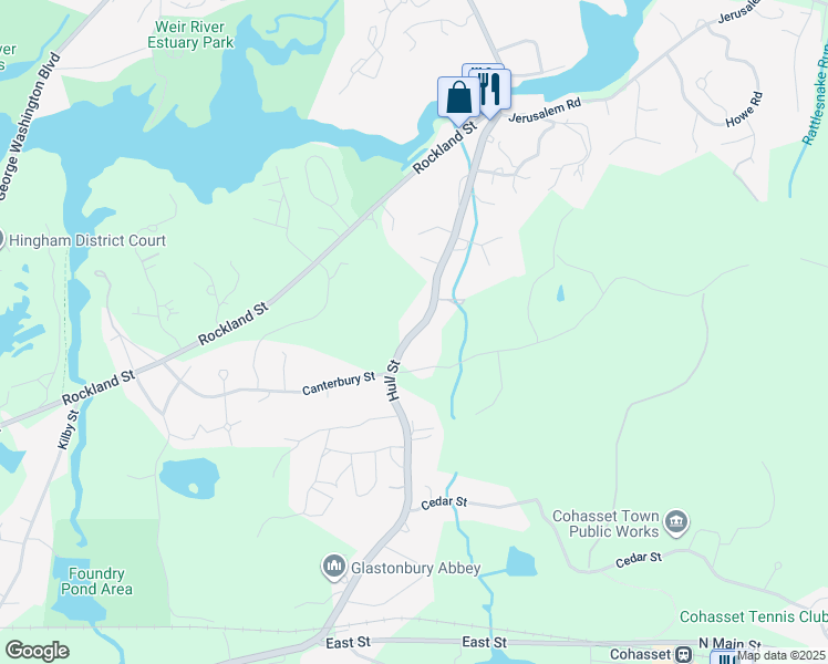 map of restaurants, bars, coffee shops, grocery stores, and more near 146 Hull Street in Cohasset