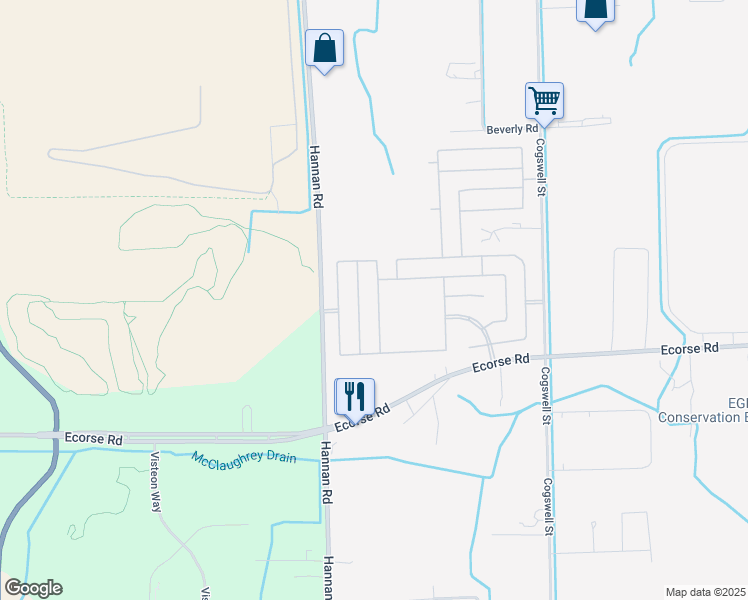 map of restaurants, bars, coffee shops, grocery stores, and more near 6988 Ranger Drive in Romulus