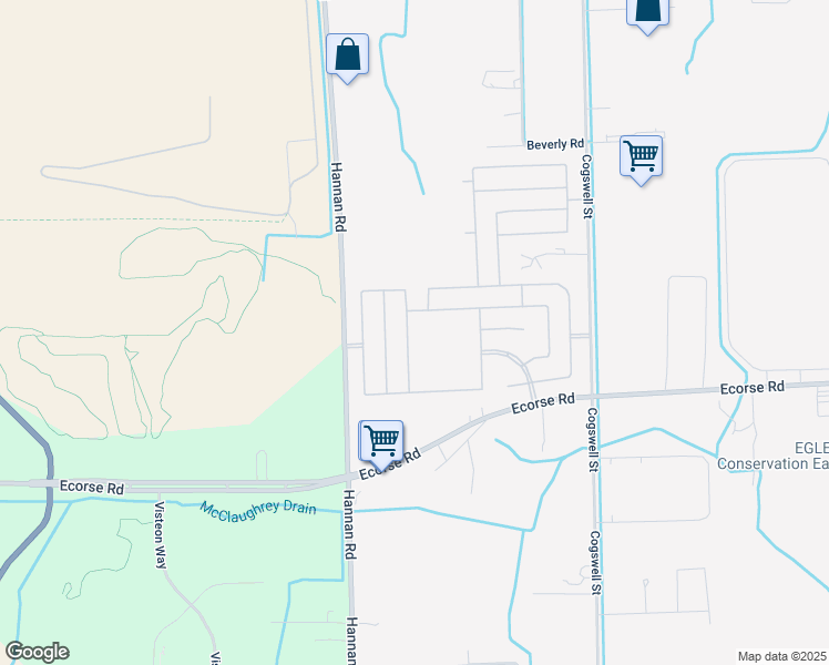 map of restaurants, bars, coffee shops, grocery stores, and more near 6989 Ranger Drive in Romulus