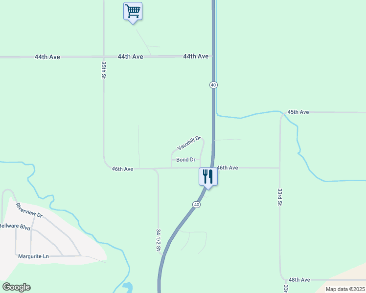 map of restaurants, bars, coffee shops, grocery stores, and more near 34263 Vauxhill Drive in Paw Paw