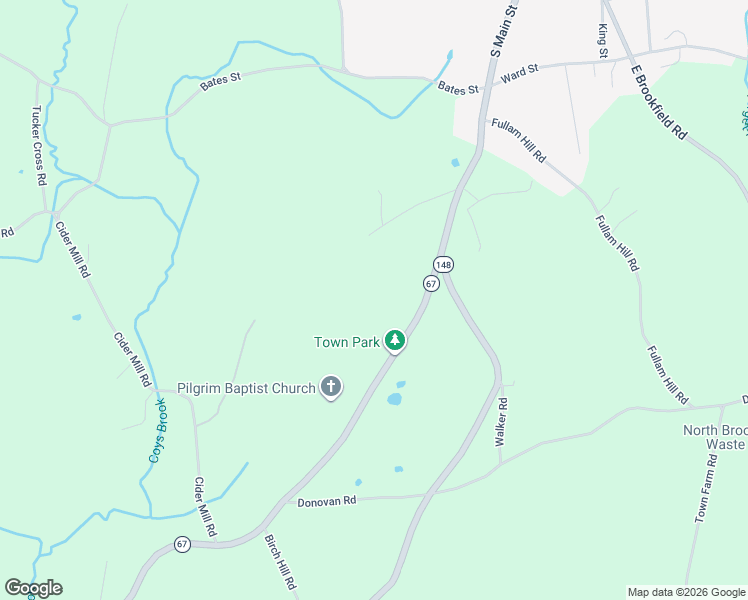 map of restaurants, bars, coffee shops, grocery stores, and more near 19 Brookfield Road in North Brookfield