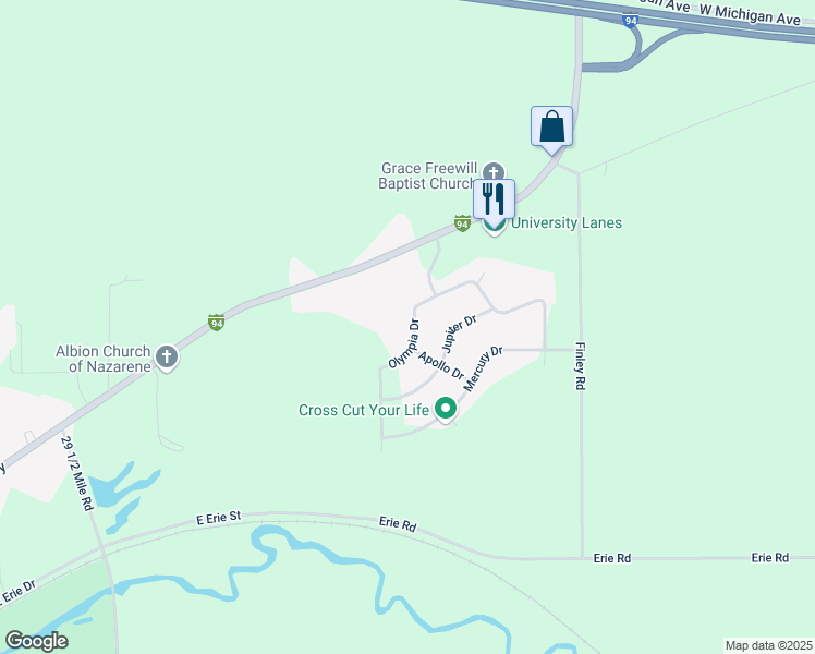 map of restaurants, bars, coffee shops, grocery stores, and more near 825 Athena Dr in Albion