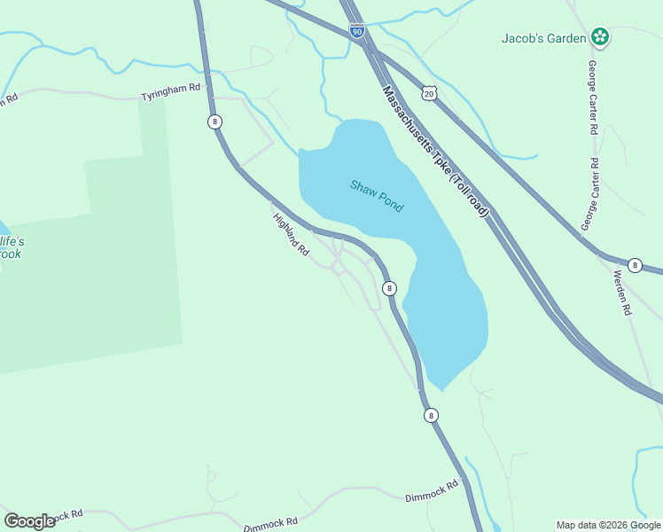 map of restaurants, bars, coffee shops, grocery stores, and more near 88 Massachusetts 8 North in Becket