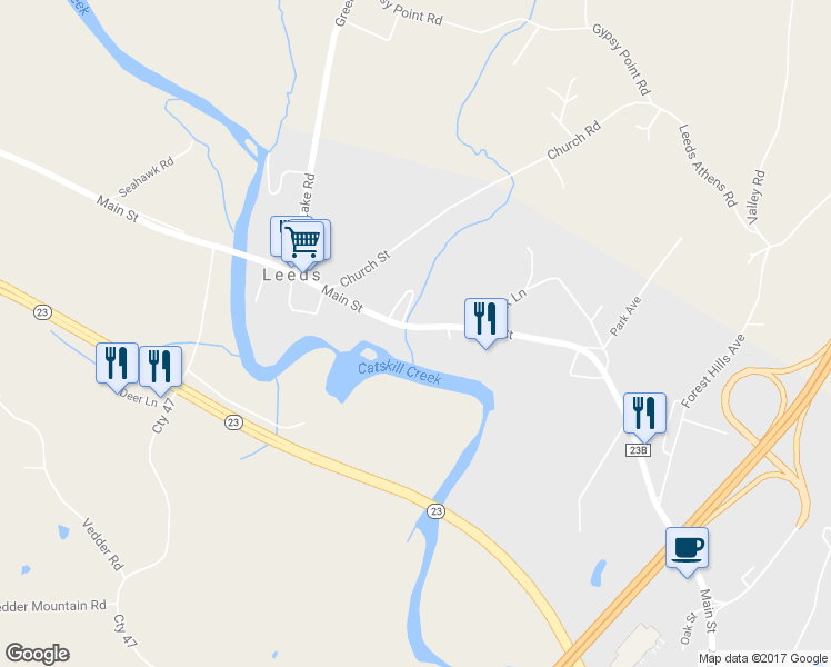 map of restaurants, bars, coffee shops, grocery stores, and more near 1037 Main St in Leeds