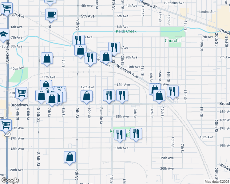 map of restaurants, bars, coffee shops, grocery stores, and more near 1612 13th Avenue in Rockford