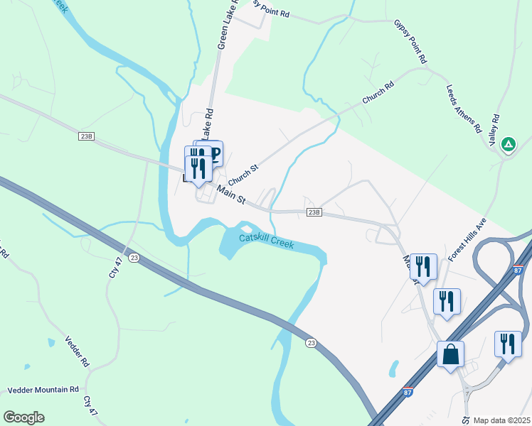map of restaurants, bars, coffee shops, grocery stores, and more near 1037 Main Street in Leeds