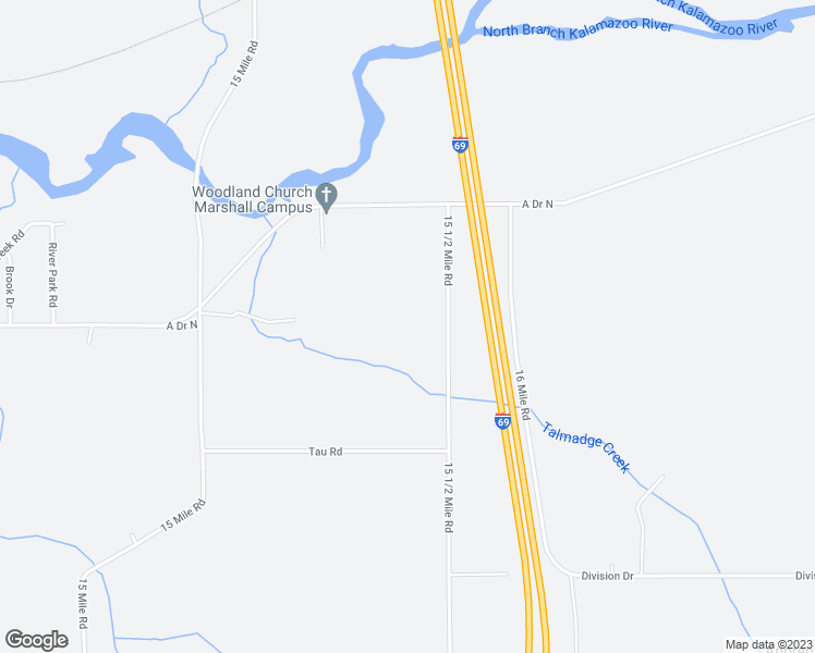 map of restaurants, bars, coffee shops, grocery stores, and more near 12461 15 1/2 Mile Road in Marshall