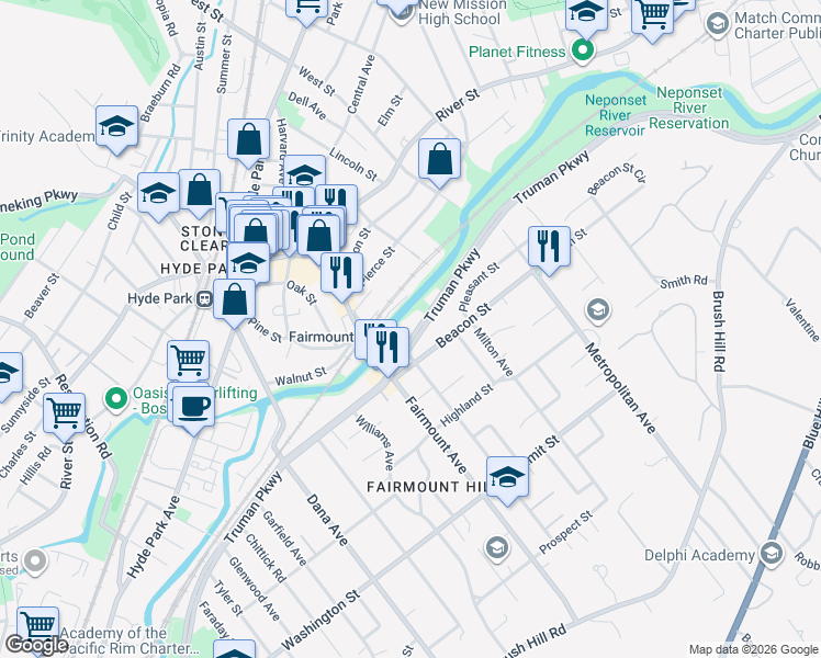 map of restaurants, bars, coffee shops, grocery stores, and more near 5 Warren Avenue in Boston