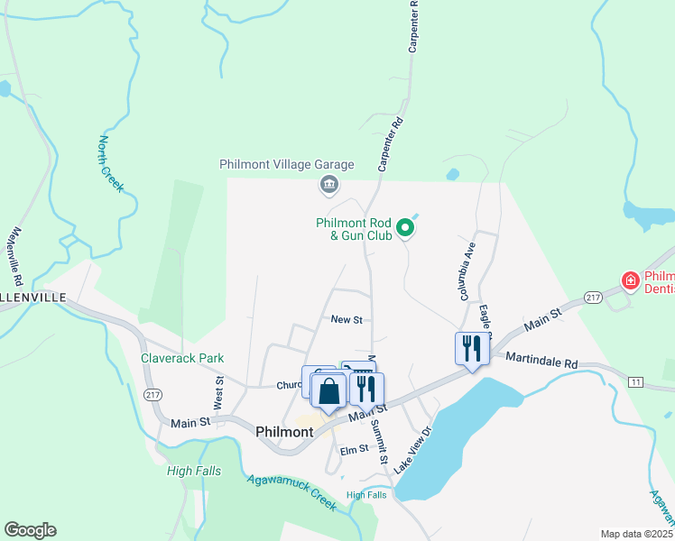 map of restaurants, bars, coffee shops, grocery stores, and more near in Philmont