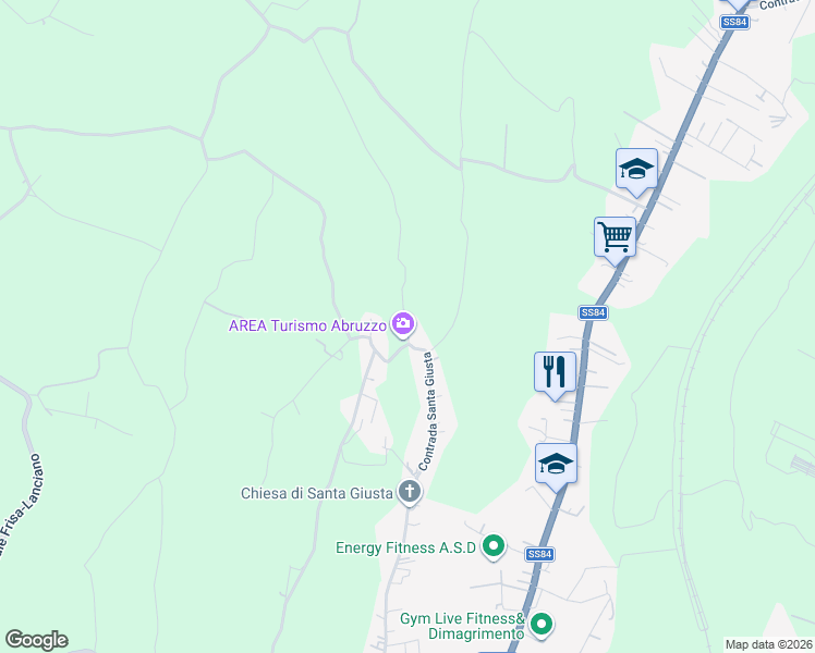 map of restaurants, bars, coffee shops, grocery stores, and more near 258 Contrada Santa Giusta in Lanciano